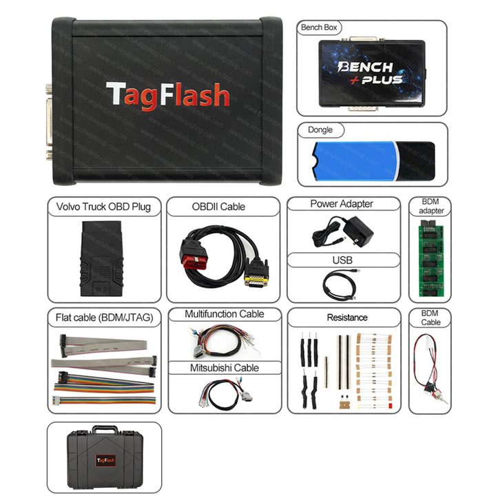 [Suitcase Package]TagFlash Tag Flash ECU Programmer BENCH / OBD / BOOT / BDM / JTAG mode Full reading (MICROEEROM)