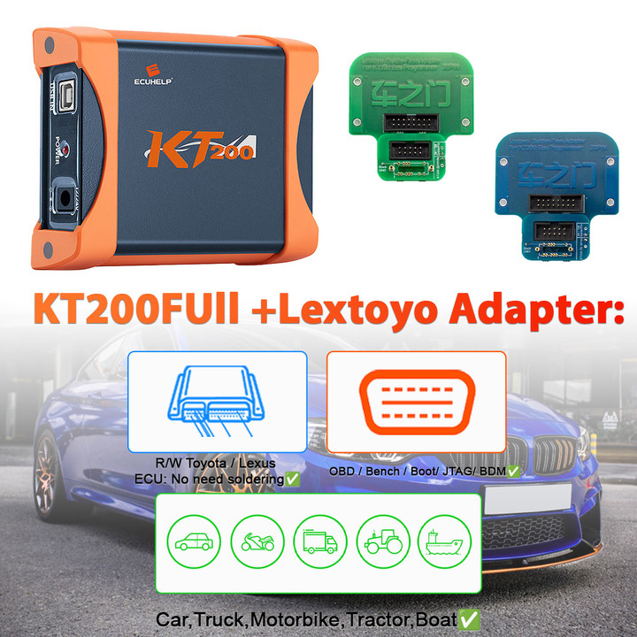 ECUHELP KT200 ECU Programmer Full Version + Toyota Lexus BDM / Jtag Adapter[with Suitcase]