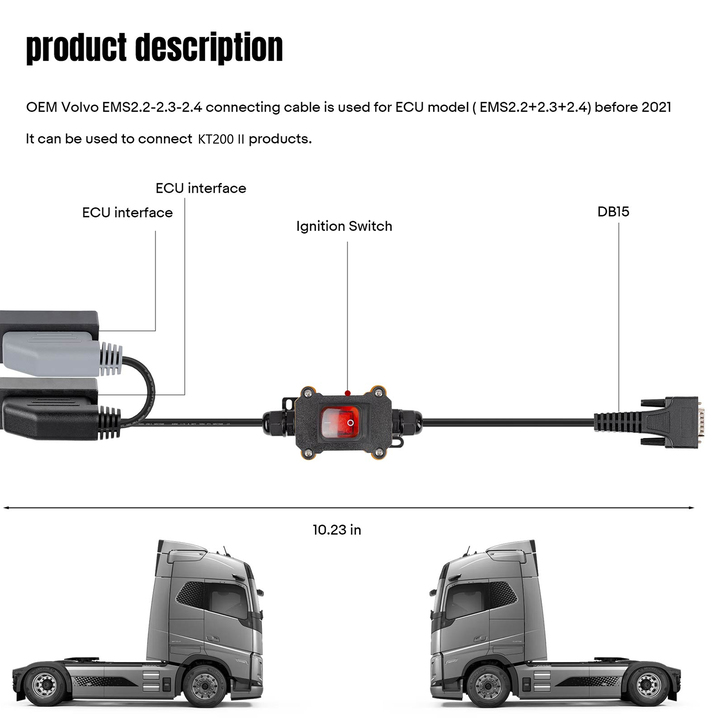 Volvo Renault TRW EMS2.X Bench Cable for KT200 II / KT200,Support TRW EMS 2.2 / EMS 2.3 / EMS 2.4