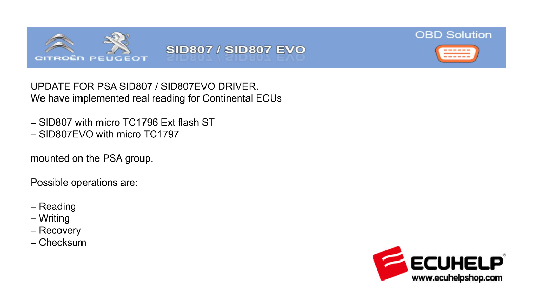 KT200II Update for PSA SID807/SID807 EVO