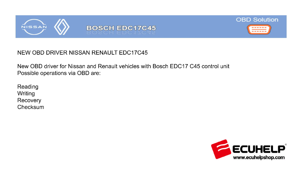 KT200II New OBD Driver Nissan Renault Bosch EDC7C45