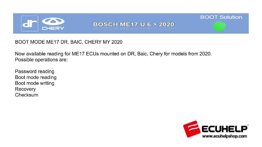 Boot mode Bosch ME7.U.6 >2020