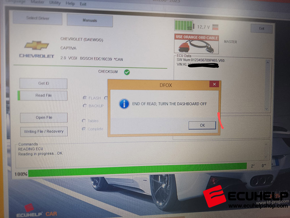 ECUHELP KT200 II Read Chevrolet Captivia 1.9 cdti edc 16c39 via OBD