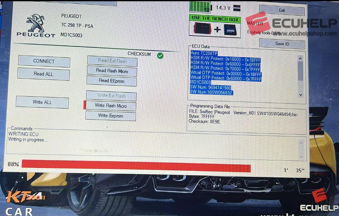 KT200II is writing ECU Md1cs003