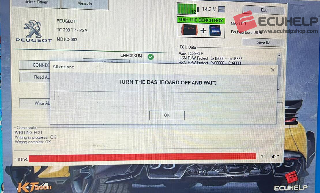 KT200II is writing ECU Md1cs003 100%