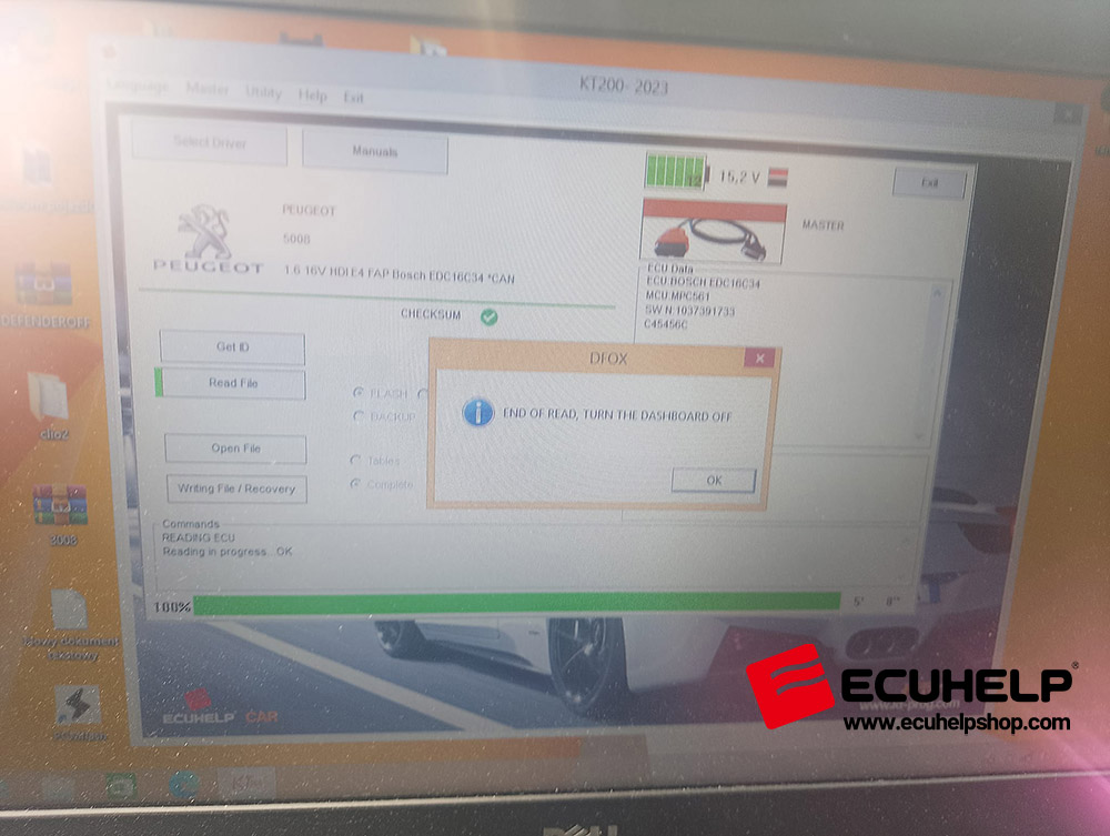 KT200II OBD Read Bosch EDC16C34 on Peugeot 5008 1.6 HDi