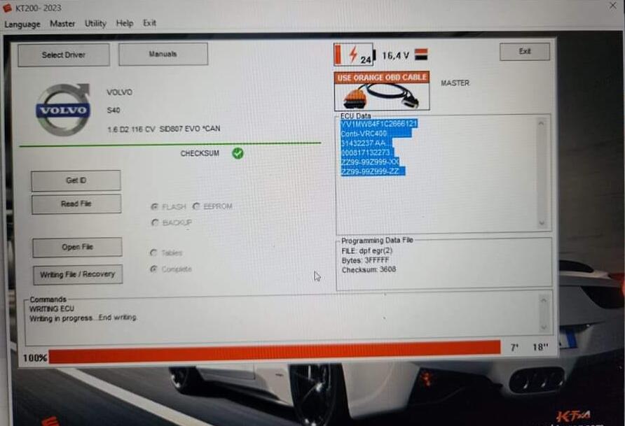 Volvo SID807 read write and cks ok via obd by kt200
