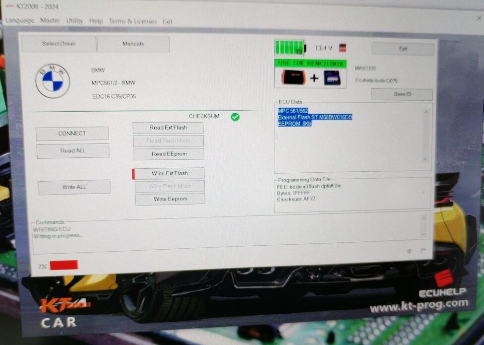 KT200 II Write BMW X3 Bosch EDC16C35 Bench Mode