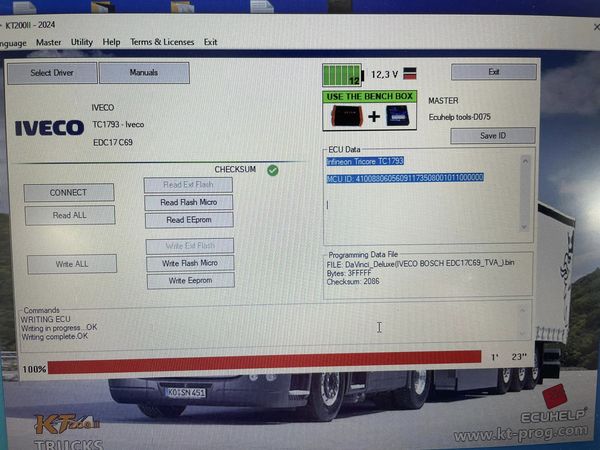 KT200 II read write Iveco 2019 edc17c69 on bench