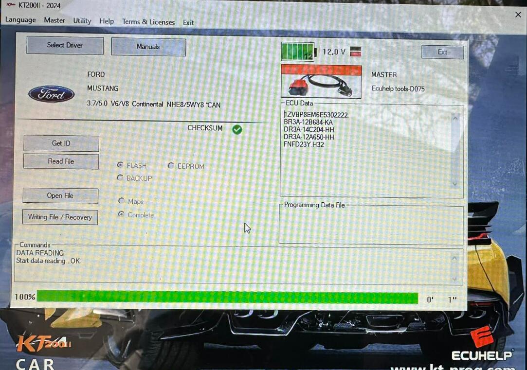 KT200II OBD read write Ford Mustang 3.7 2014 ECU Continental NHE8 5WY8