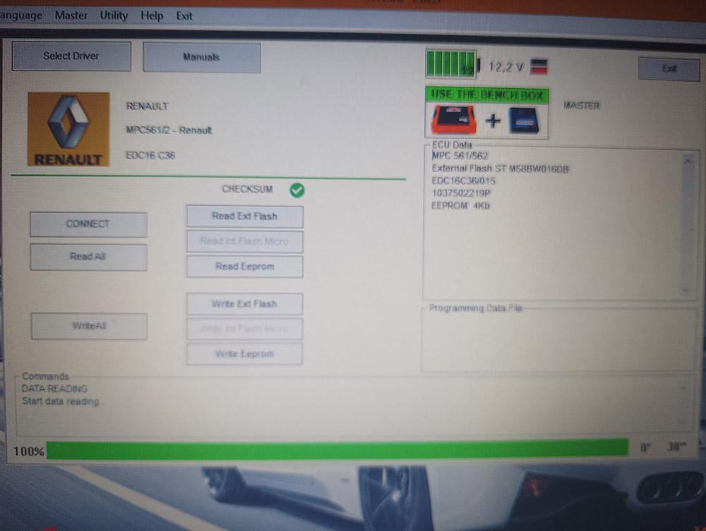 KT200II  Read Renault Master 2.5 d, Edc16c36 bench mode
