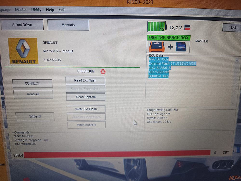 KT200II write Renault Master 2.5 d, Edc16c36 bench mode