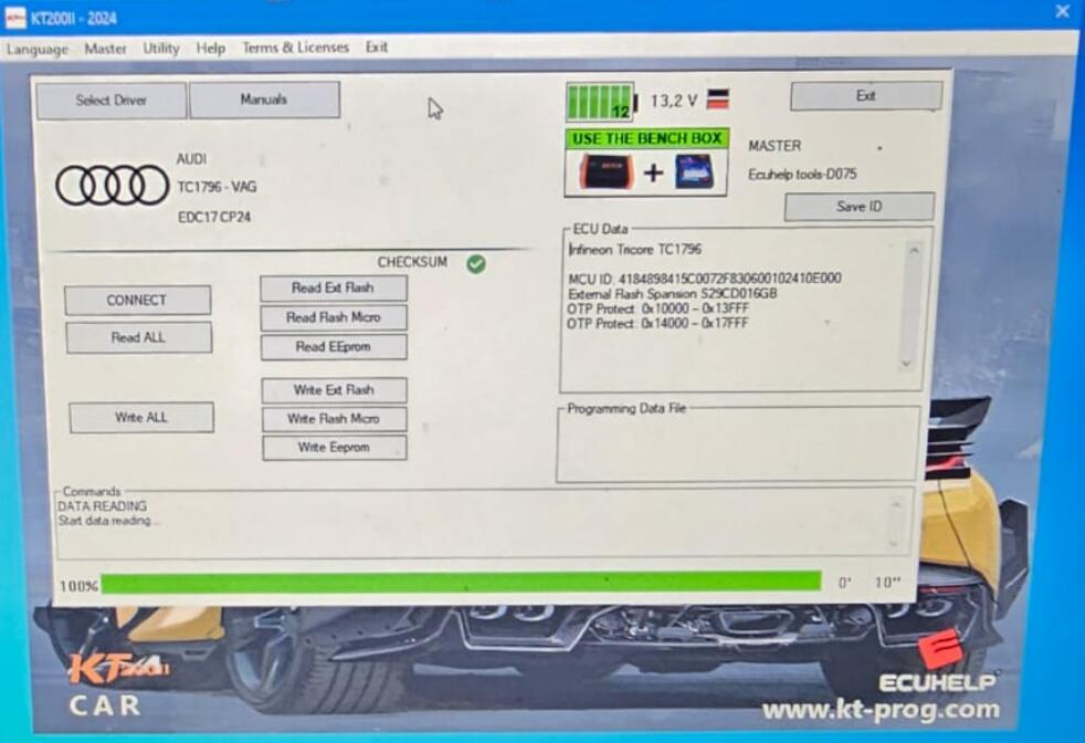 ECUHELP KT200II Read and Write Audi EDC17CP24 on Bench