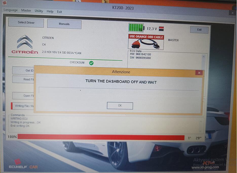 KT200II write C4 Picasso sid803a via OBD
