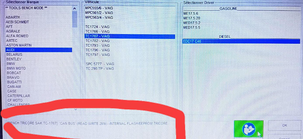 KT200 shows the correct ECU info