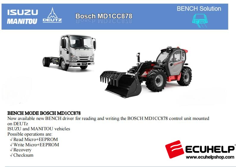 KT200II Bench mode R/W DeuTz, Isuzu and Manitou Bosch MD1CC878