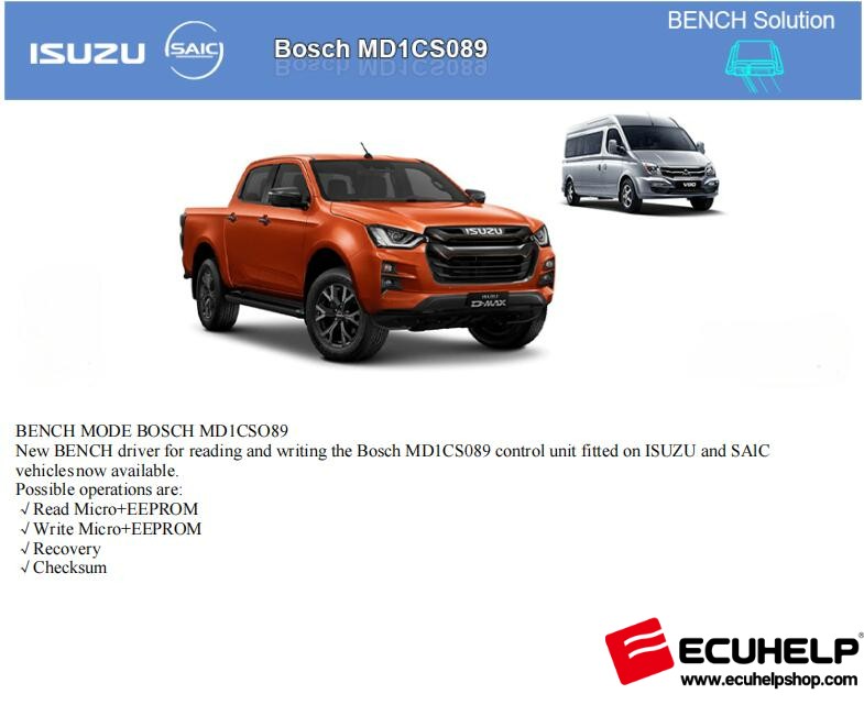 KT200II R/W Isuzu and Saic Bosch MD1CS089 on Bench