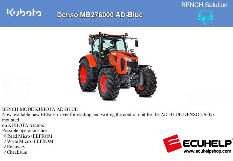 KT200II Bench mode R/W Kubota Tractor AD-Blue Denso 2760xx