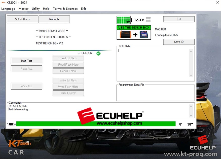 test the ECUHELP KT200II bench box-07